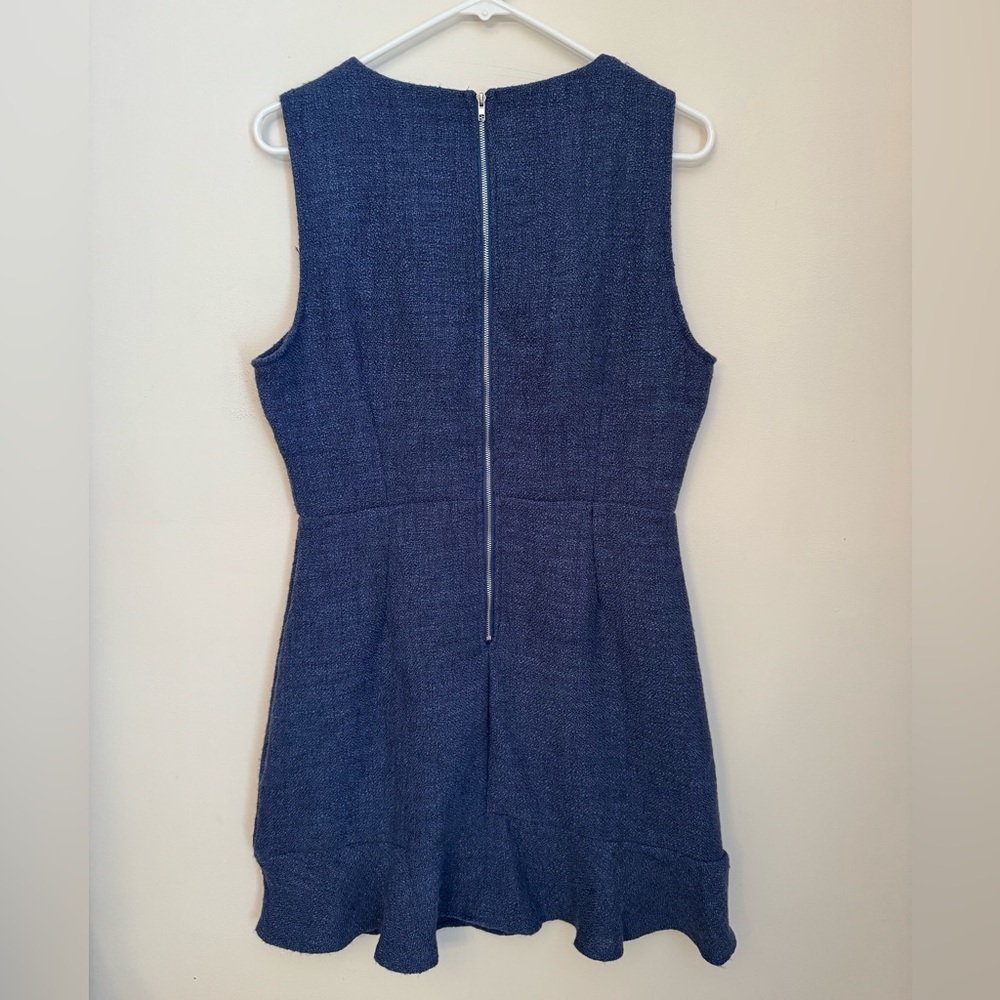 She + Sky Navy Textured Sleeveless Ruffle Hem Dress Size Large NWT - Picture 4 of 7